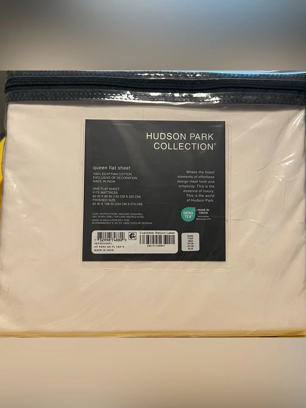 Hudson Park Collection Queen Flat Sheet - Cream